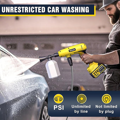 Cordless Pressure Washer,1250 PSI Cordless Power Washer with 2pcs 4.0Ah Battery&Charger & 6-in-1 Nozzle,Portable Power Washer Cordless for Home (Highsam01)