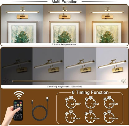 Battery Picture Lights for Wall, Rechargeable Gallery Light Wireless Art