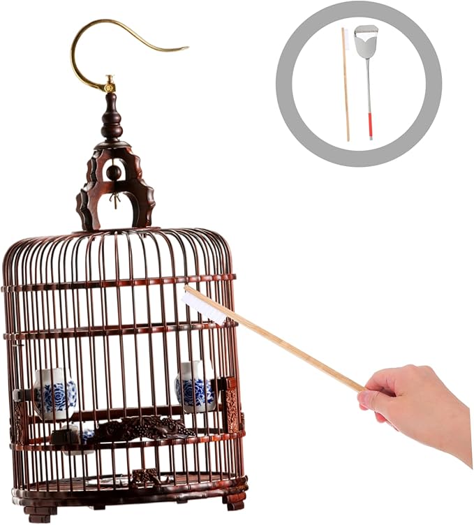 Mikikit 2Pcs Bird Cage Cleaning Brush Set Durable Small Cleaning Brush Droppings Scoop for Efficient Bird Cage Cleaning Reliable Pet Accessories for Small Animals
