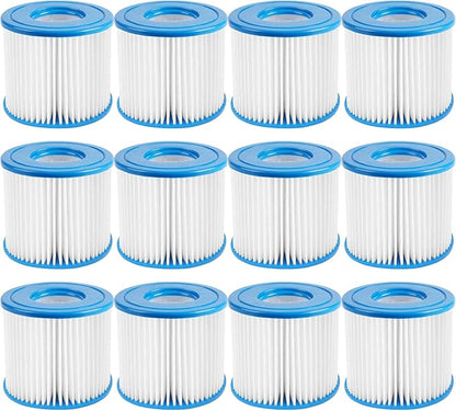 Type D Pool Filter Cartridge Replacement Compatible with Summer Waves P57100102, P57000104, Intex Type D, Summer Escapes Pool Filter, VII Filter, RX600 Above Ground Pools Pool Pump, 12 Pack