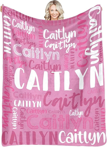 Dr.TOUGH Personalized Blankets with Name Customized Baby Blankets for Girls Boys Adults Monogrammed Blankets and Throws Christmas Birthday Mothers Fathers Valentines Day Gift (Petal Pink, 40''×50'')