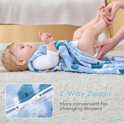 Yoofoss Fleece Baby Sleep Sack 2 Pack 1.5 Tog Baby Wearable Blanket with 2-Way Zipper