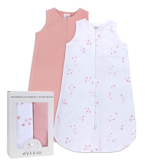 Baby Wearable Blanket - Baby Sleep Sack 100% Interlock Knit Cotton - Sleep Sack 12-18 Months - Comfy Soft Lightweight, 2-Pack Set