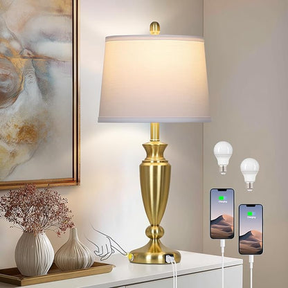 27" Gold Table Lamp Single, Touch Control Modern Bedroom Lamp
