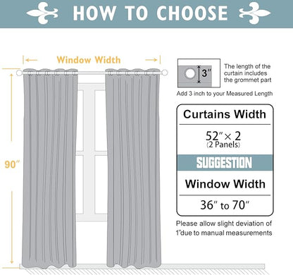 ChrisDowa Room Darkening Curtains 90 Inches Long 2 Panels Set for Living Room, Grommet Thermal Insulated Blackout Curtains for Bedroom (Cappuccino, 52 x 90 Inch)