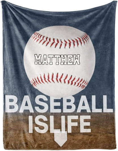 Personalized Baby Balll Soft Blanket: Custom Kids Baseball Design Blanket with Name and Number - Bedding Gifts for Infants Toddlers Adults 30x40inch