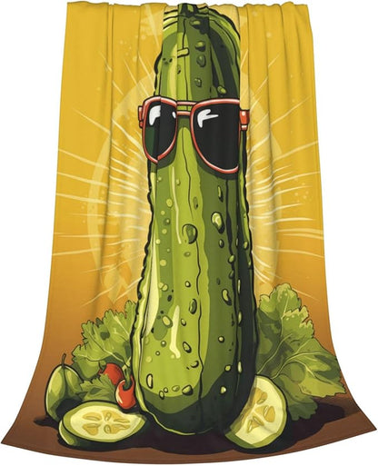 Funny Pickles Dill Blanket Gifts for Girls Women Flannel Throw Blankets for Home Couch Bed Sofa Soft Fuzzy Lightweight Decor All Season 50x40 Inches