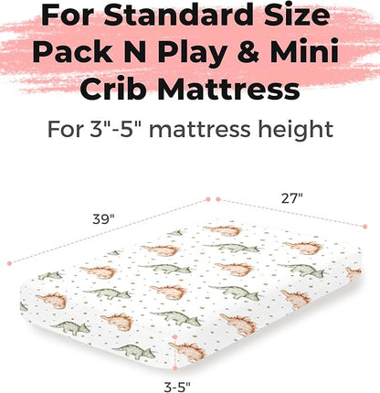 Pack and Play Sheets 2 Pack, Fitted Jersey Knit Mini Crib Sheets for Baby Boys and Girls, Compatible with Graco Pack N Play and Mini Crib Mattress (Blush Berry, Pack N Play/Mini Crib Sheets)