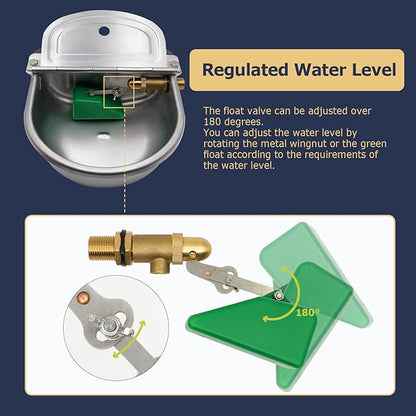 Automatic Dogs Water Dispenser for Outdoor Large Breeder,304 Stainless Steel Self Filling Water Bowl, Automatic Waterer Water Feeder for Chicken Livestock Duck Horse Animal Drinking