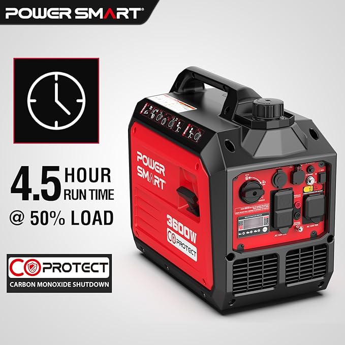 PowerSmart 3600-Watt Portable Inverter Generator with CO Protect, Quiet, 30 amp for RV-Ready