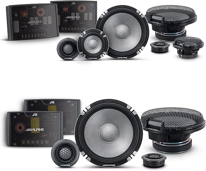 Alpine 6.5" R2 Pro-Series High-Resolution Speaker Bundle - A Pair of R2-S6533-Way Component Speakers & a Pair of R2-S652 6.5" 2-Way Component Speakers