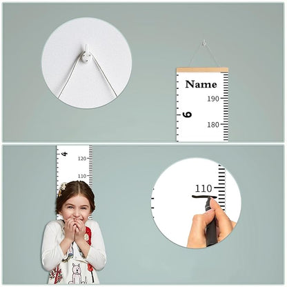 Personalized Baby Height Growth Chart for Kids Child Toddler Boys Girls, Canvas Print Growth Chart for Wall Room Nursery Decor, Hangable and Removable Growing Record Measuring Wall Ruler for Bedroom