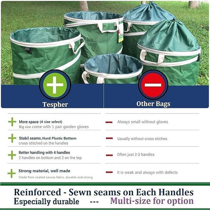 2-Pack 32 Gallon Collapsible Trash Can (19x25 in) Solid Bottom for Yard Waste Bag,Yard Debris Bag,Pop-Up Trash Can,Recycling Bin,Camping Waste Bin,Laundry Hamper,Lawn Grass,Garden Weeds Bags,Leaf Bags