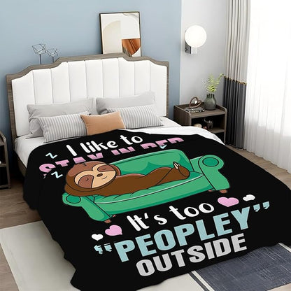 Funny Sloth Throw Blanket Sloth Gifts for Girls Boys Women Men Kids Adults Soft Flannel Fleece Blanket for Couch Sofa Bed Home Decor 60"x80"