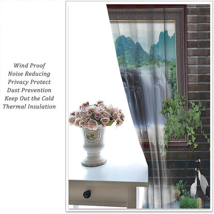 Waterfall Blackout Window Curtains, Tropical Rainforest Jungle Plants Forest Wild Nature Landscape Window Drapes, for Living Room Bedroom 63x72in 2 Panels