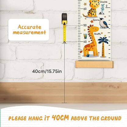 Personalized Name Kids Growth Chart, Watercolor Animal Canvas Height Measurement Ruler for Baby, Kids Height Wall Chart for Child's Room Decoration, Waterproof Measuring Wall Ruler