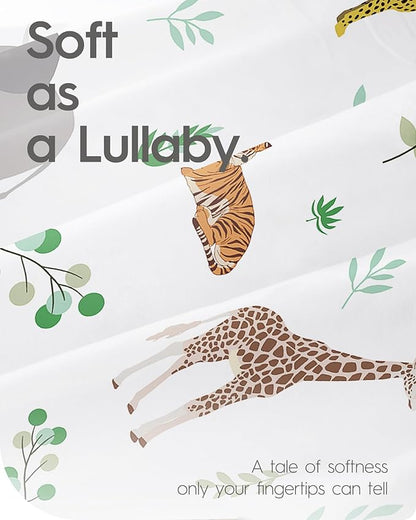 Crib Sheet Netural, Premium Soft Safari Jersey Knit Fitted Crib Sheet, Crib Mattress Sheet, 28''x52''x9'' Extra Deep Pocket