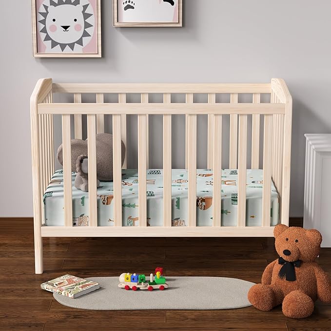 Baby Crib Sheets 2 Pack for Boys and Girls Fit for Standard Crib Toddler Mattress Breathable Soft Microfiber Baby Sheet 28x52x8in(Polar Bear & Green Rainbow)