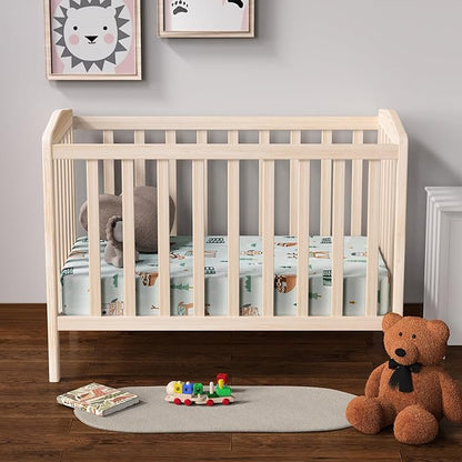 Baby Crib Sheets 2 Pack for Boys and Girls Fit for Standard Crib Toddler Mattress Breathable Soft Microfiber Baby Sheet 28x52x8in(Polar Bear & Green Rainbow)