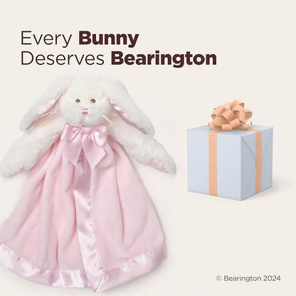 Bearington Baby Bunny Snuggler - 15 Inch Pink Rabbit Plush Stuffed Animal Security Blanket Lovey for Babies - Bunny Lovey Plush Blanket