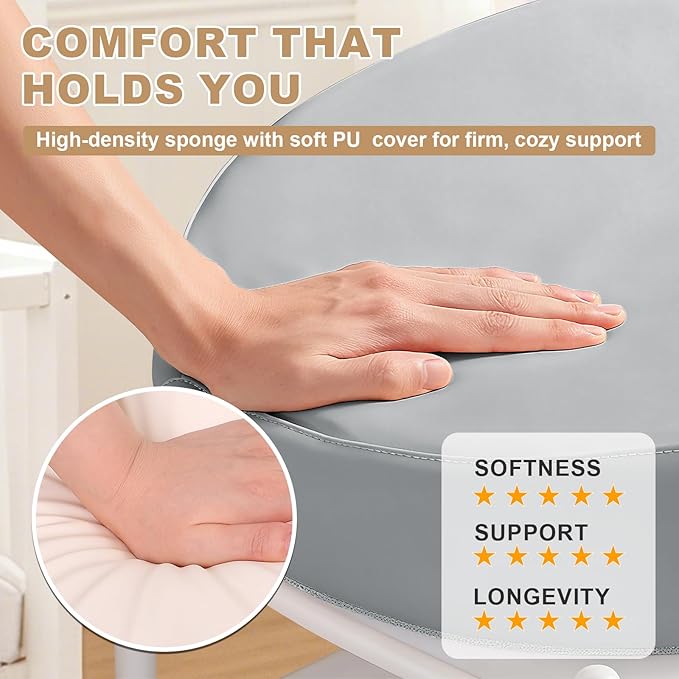 Baby Changing Pad for Dresser, with Wipeable Waterproof PU Cover, Contoured Diaper Changing Pad with Non-Slip Safety Belt, Portable Lightweight Changing Mat with Cushioned Foam, Grey