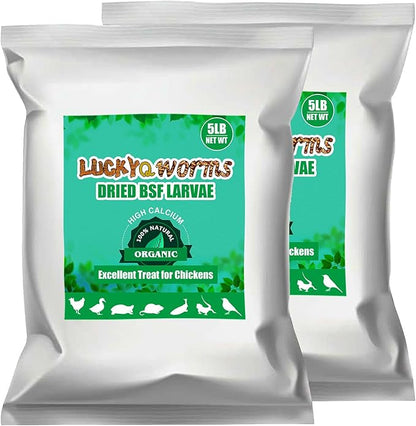 Dried Black Soldier Fly Larvae 10LBS, 85X More Calcium Than Mealworms High-Protein BSF Larvae Chicken Treats Non-GMO BSFL for Chickens, Hens, Ducks, Wild Birds