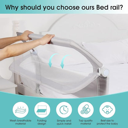 Baby Bed Rail Guard for Toddlers - 47" Toddler Bed Side Rails for Twin, Full, Queen Bunk Size Bed Swing Down Bedrail Extral Tall Child Safety Side Railing Guards for Kids