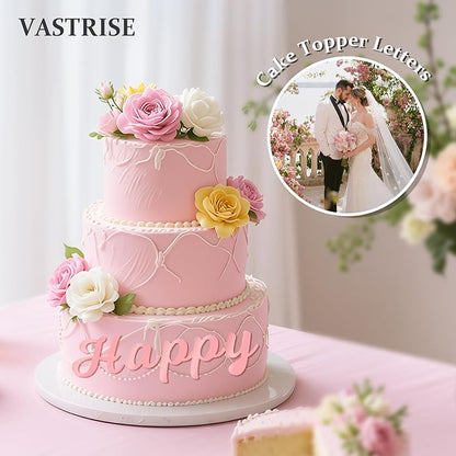 126 PCS Custom Name Cake Topper Acrylic Letters DIY Personalized A-Z & 0-9 Number Alphabet Cake Decoration For Wedding Anniversary Baby Shower Party Birthday Supplies (Rose Gold)