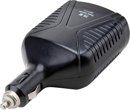 Amazon Basics 75W Car Power Inverter 12V to 110V for Vehicles, Black, 5.07 x 2.65 x 1.6 inches