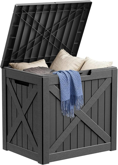 DRATO 32 Gallon Deck Box X pattern, Outdoor Storage Box for Patio Cushion, Garden Tools,Waterproof Patio Storage box, Lockable