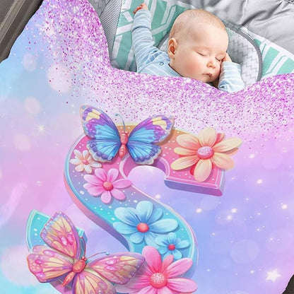 D-Story Ship Next Day, Personalized Baby Blanket with Name, Custom Baby Blanket for Kids, Butterfly Blankets in Easter Personalized Baby Gifts for Infant Newborn Shower