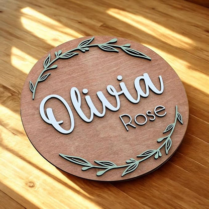 Personalized Wooden Name Sign - Custom Baby Name Signs for Nursery & Kids Room, Baby Announcement Sign, Wall Name Signs Personalized, Round Wooden Letters for Nursery Decor (Design 1)