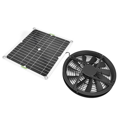 Solar Powered Fan, 100W Solar Panel and 10in Round Ventilation Case Exhaust Fan for Small Chicken Coops, Greenhouses, Pet Houses, Window Exhaust