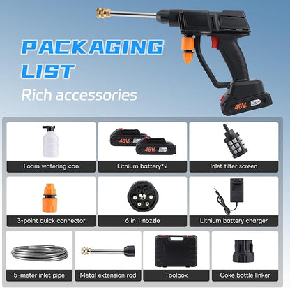Cordless Pressure Washer, 900PSI Battery Powered with Foam Cannon, 6-in-1 Nozzle, Portable Power Washer for Car, Patio, Home & Garden Cleaning