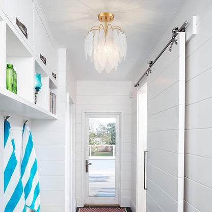 3-Light Glass Ceiling Light, Modern Semi-Flushmount Close to Ceiling Light