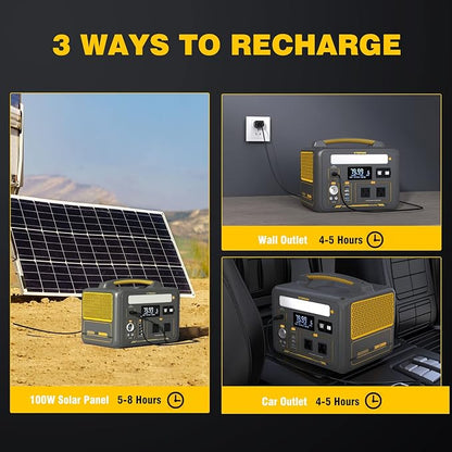 VTOMAN 939Wh Portable Power Station Bundle with Extra Battery & 110W Solar Panel Included - Up to 1200W Solar Power Generator for Home Backup, Off-grid, Road Trip, RV, Camping, Fishing, Emergencies