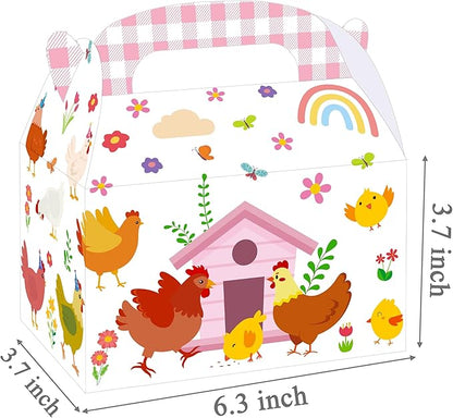 umoni Chicken Party Supplies Little Chick Birthday Favor Box 12PCS Chicken Theme Gift Box Farm Animals Treat Boxes for Barnyard Baby Shower Party Decor