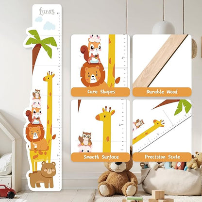 Personalized Name Growth Chart for Kids, Zoo Kids Growth & Measuring Chart in Inches, Fun & Stylish Height Tracker for Children, Growth Ruler