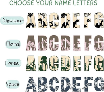 Personalized 3D Wooden Name Sign - Custom Baby Name Signs for Nursery & Kids Room, Baby Announcement Sign, Wall Name Signs Personalized, Round Wooden Letters for Nursery Decor (Woodland)