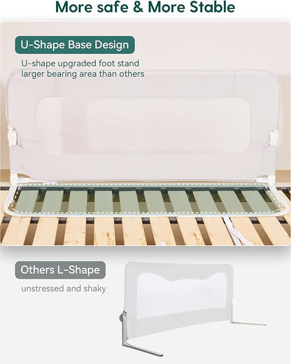 BABELIO Bed Rail for Toddlers, 59" Wide Swing Down & Adjustable Height Toddler Bed Rails for Kids/Elderly/Adults, Baby Side Railing for Twin/Full/Queen/King Size