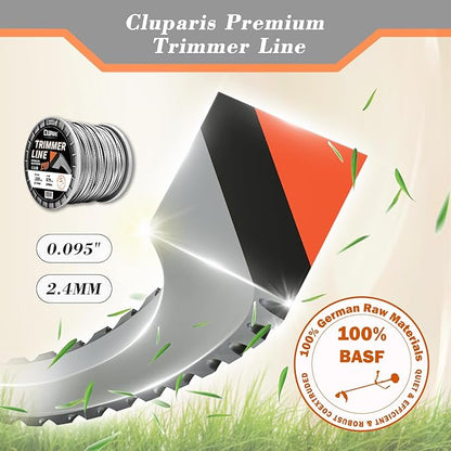 Cluparis 3-Pound Heavy Duty Sawtooth Trimmer Line .095-inch, 0.095" Sawtooth Weed Eater String Fits Medium & Heavy Grass & Weeds, 095 Trimmer String for Universal Weedeater Line of Premium Nylon