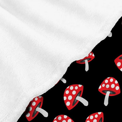 Thuswarm Cute Red Mushroom Flannel Blanket for Autumn Winter Gifts Warm Cozy Soft Funny Print Throw for Bed Couch Sofa 60”×50” Medium for Teen