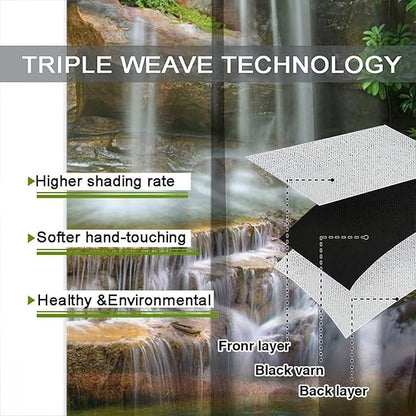 Waterfall Blackout Window Curtains, Rocky Waterfall to Pond Running Off Scenic Nature Themed Picture Print Window Drapes, for Living Room Bedroom 84x84in 2 Panels