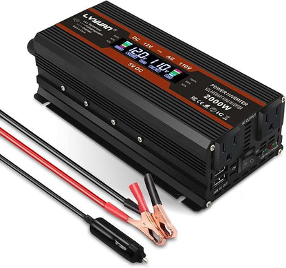 IpowerBingo 1000W/2000W (Peak) Car Power Inverter 12v to 110v DC to AC Converter with Dual AC Outlets LCD Display,1000 Watt Power Inverters for Vehicles Car RV Truck1
