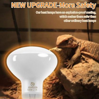 New Upgrade Reptile Heat Lamp Bulb (3rd Gen No Broken), 50W 2 Pack Basking Spot Light for Reptiles & Amphibians,UVA Daylight Heat Bulb for Bearded Dragon, Turtle