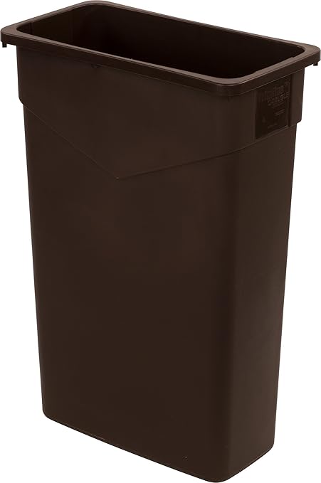 Carlisle FoodService Products 34202369 TrimLine Rectangle Waste Container Trash Can Only, 23 Gallon, Dark Brown