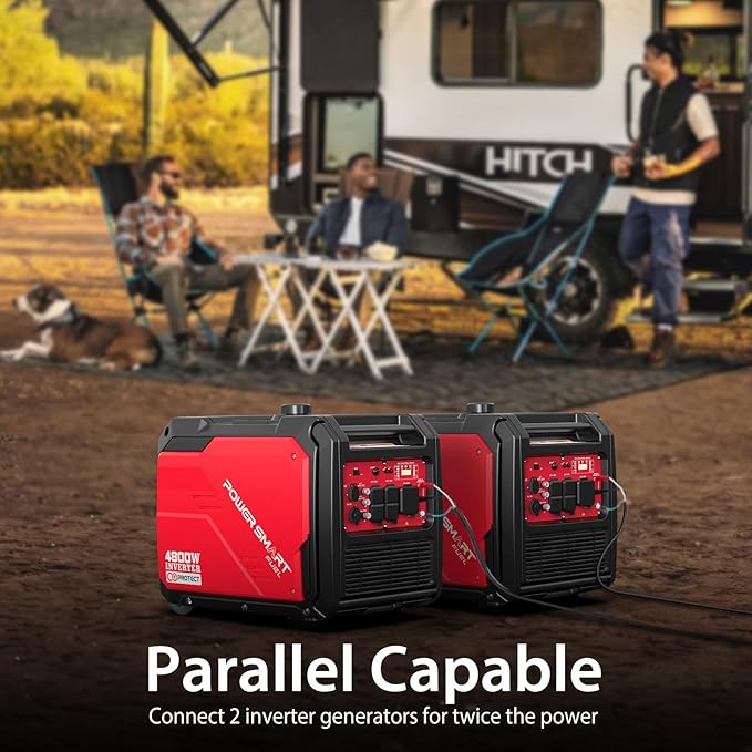 PowerSmart 4800-Watt Portable Inverter Generator with Wheels Handle Kit, CO Protect, Quiet, 30 Amp for RV-Ready, HB5046C
