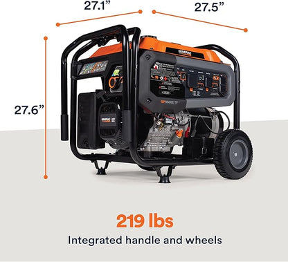 Generac 12,500 Starting Watt Tri-Fuel Portable Generator - Electric Start - Gas, Propane or Natural Gas - Home Backup, Jobsite, or RV - Quiet Operation - Long Runtime - 49-State Compliant