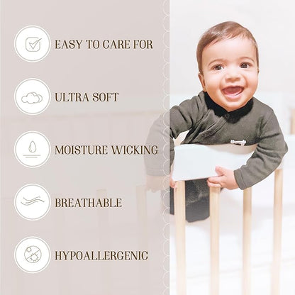 Bella Coterie Luxury Bamboo Viscose Crib Sheet | Organically Grown | Ultra Soft | Cooling for Better Sleep | Deep Pocket Fitted Sheet for Crib & Toddler Mattress | 100% Organically Grown [Grey Mist]