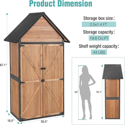 Sheds Outdoor Storage,Garden Shed with Metal Frame Structure and Adjustable Shelves,Large Capacity Storage Tool Cabinet Box for Backyard Garden Patio Lawn (Brown)
